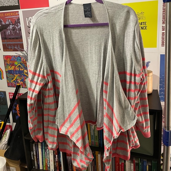 Grey and pink open front sweater - Picture 1 of 3